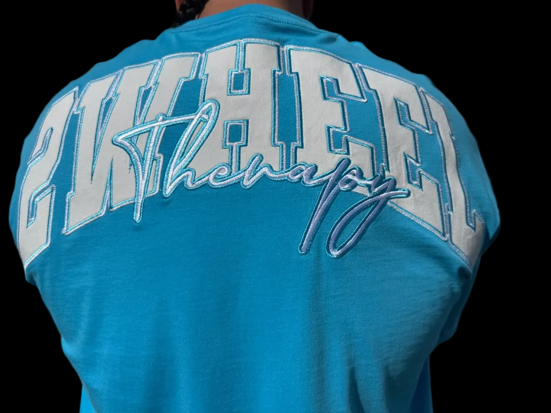 STATEMENT TEE CERULEAN BLUE/WHITE